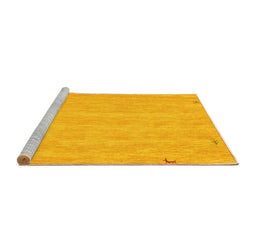 Sideview of Machine Washable Abstract Yellow Contemporary Rug, wshcon930yw
