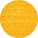 Round Machine Washable Abstract Yellow Contemporary Rug, wshcon930yw