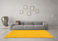 Machine Washable Abstract Yellow Contemporary Rug, wshcon930yw