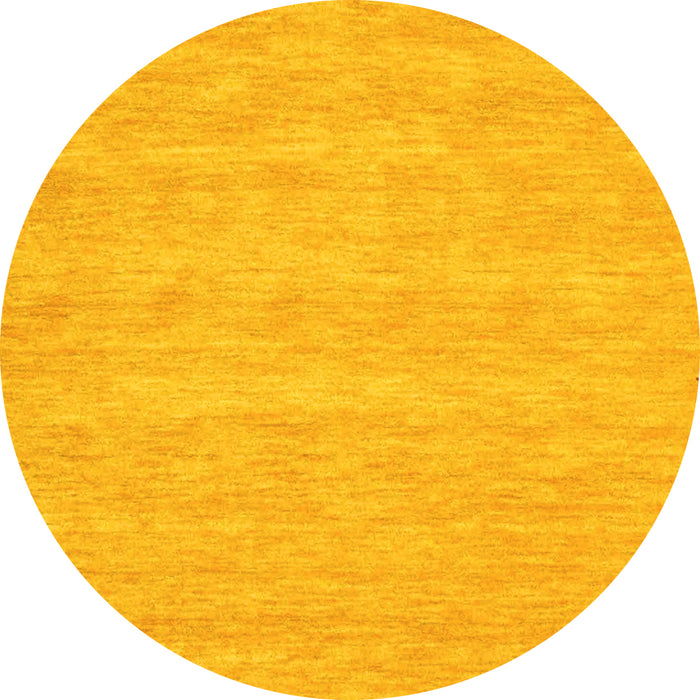 Round Abstract Yellow Contemporary Rug, con930yw