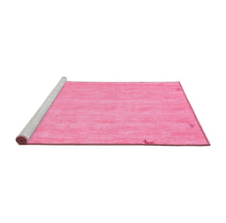 Sideview of Machine Washable Abstract Pink Contemporary Rug, wshcon930pnk