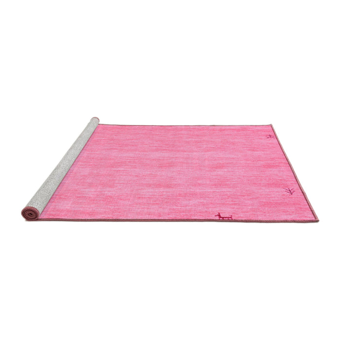 Sideview of Machine Washable Abstract Pink Contemporary Rug, wshcon930pnk