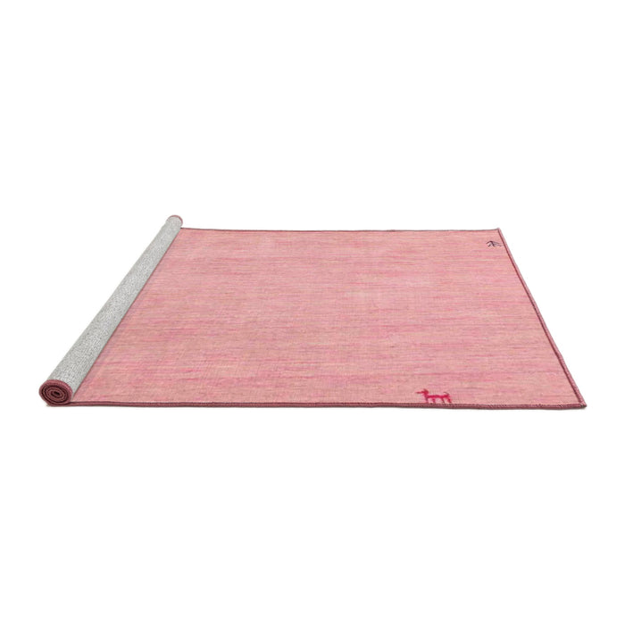 Serging Thickness of Machine Washable Contemporary Light Coral Pink Rug, wshcon931
