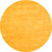 Round Abstract Yellow Contemporary Rug, con931yw