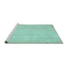 Sideview of Machine Washable Abstract Turquoise Contemporary Area Rugs, wshcon931turq