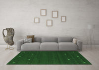 Machine Washable Abstract Emerald Green Contemporary Rug, wshcon932emgrn