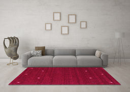 Machine Washable Abstract Pink Contemporary Rug in a Living Room, wshcon932pnk