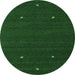 Round Abstract Emerald Green Contemporary Rug, con932emgrn