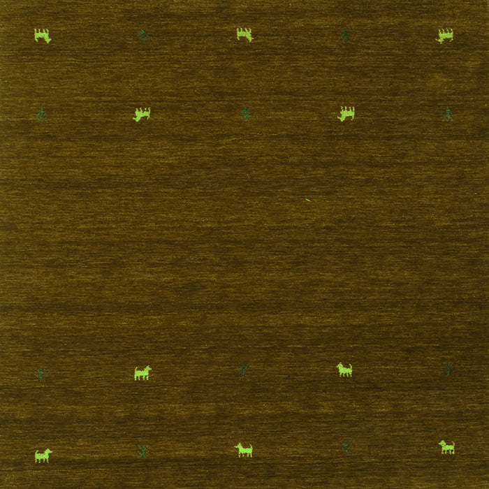 Serging Thickness of Abstract Green Contemporary Rug, con932grn