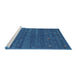 Serging Thickness of Machine Washable Contemporary Blue Rug, wshcon933