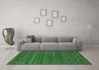 Machine Washable Abstract Emerald Green Contemporary Rug, wshcon933emgrn