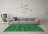Machine Washable Abstract Green Contemporary Rug, wshcon933grn