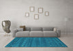Machine Washable Abstract Turquoise Contemporary Area Rugs in a Living Room,, wshcon933turq