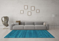 Machine Washable Abstract Turquoise Contemporary Rug, wshcon933turq