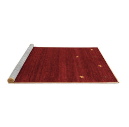 Sideview of Machine Washable Abstract Brown Contemporary Rug, wshcon934brn