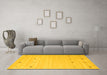 Machine Washable Solid Yellow Modern Rug in a Living Room, wshcon935yw