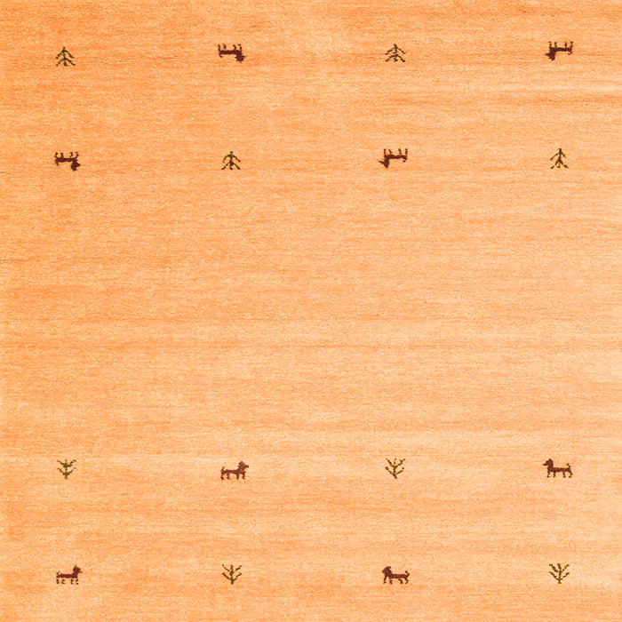 Round Machine Washable Solid Orange Modern Area Rugs, wshcon935org