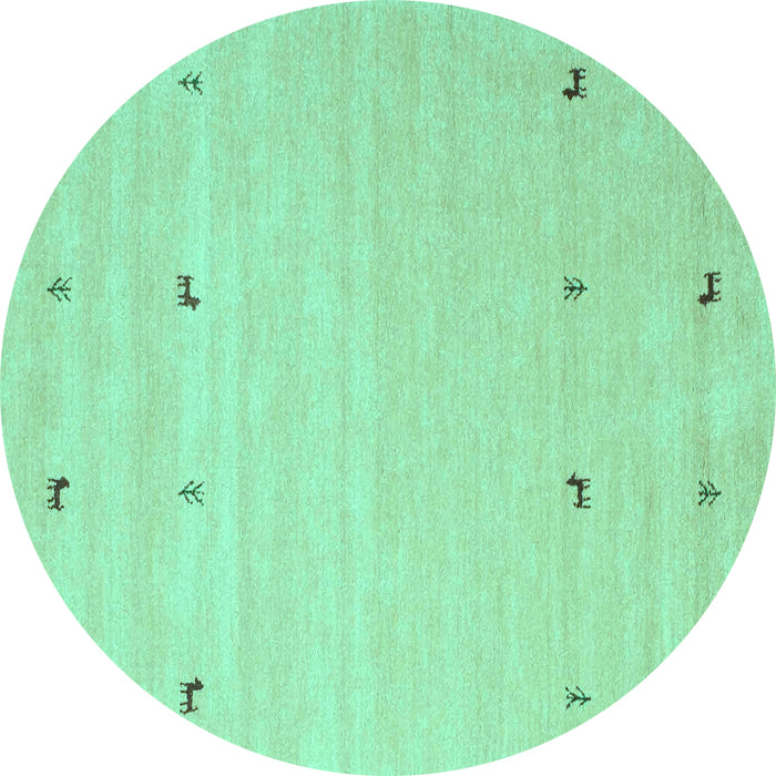 Round Machine Washable Solid Turquoise Modern Area Rugs, wshcon935turq