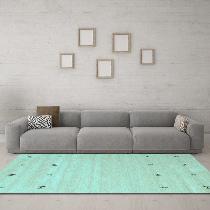 Machine Washable Solid Light Blue Modern Rug in a Living Room, wshcon935lblu