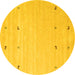 Round Machine Washable Solid Yellow Modern Rug, wshcon935yw