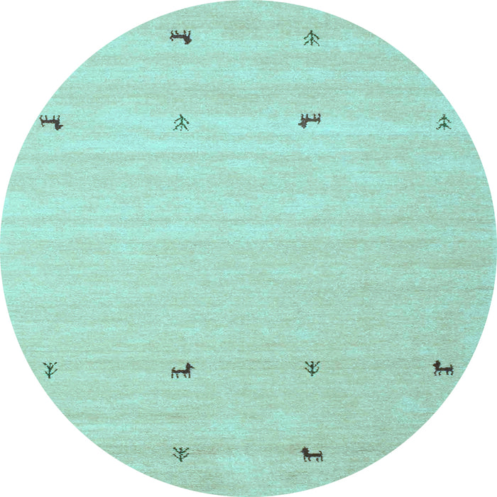 Round Solid Light Blue Modern Rug, con935lblu