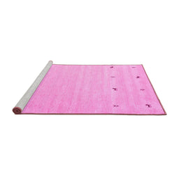 Sideview of Machine Washable Solid Pink Modern Rug, wshcon935pnk