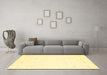 Machine Washable Solid Yellow Modern Rug in a Living Room, wshcon936yw