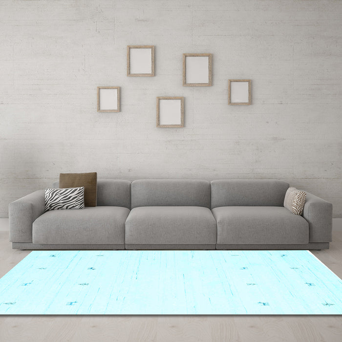 Machine Washable Solid Light Blue Modern Rug in a Living Room, wshcon936lblu