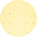 Round Machine Washable Solid Yellow Modern Rug, wshcon936yw