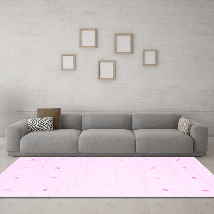 Machine Washable Solid Pink Modern Rug in a Living Room, wshcon936pnk