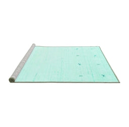 Sideview of Machine Washable Solid Turquoise Modern Area Rugs, wshcon936turq
