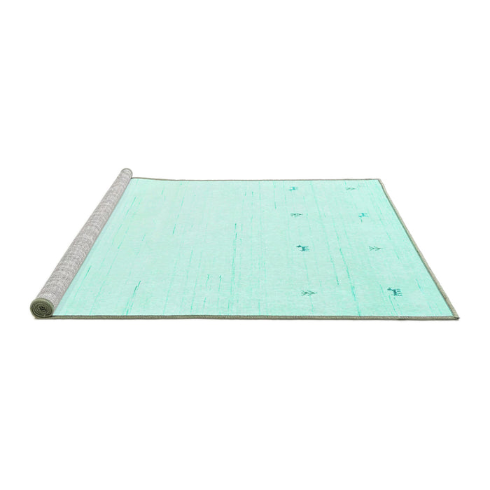 Sideview of Machine Washable Solid Turquoise Modern Area Rugs, wshcon936turq