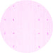 Round Machine Washable Solid Pink Modern Rug, wshcon936pnk