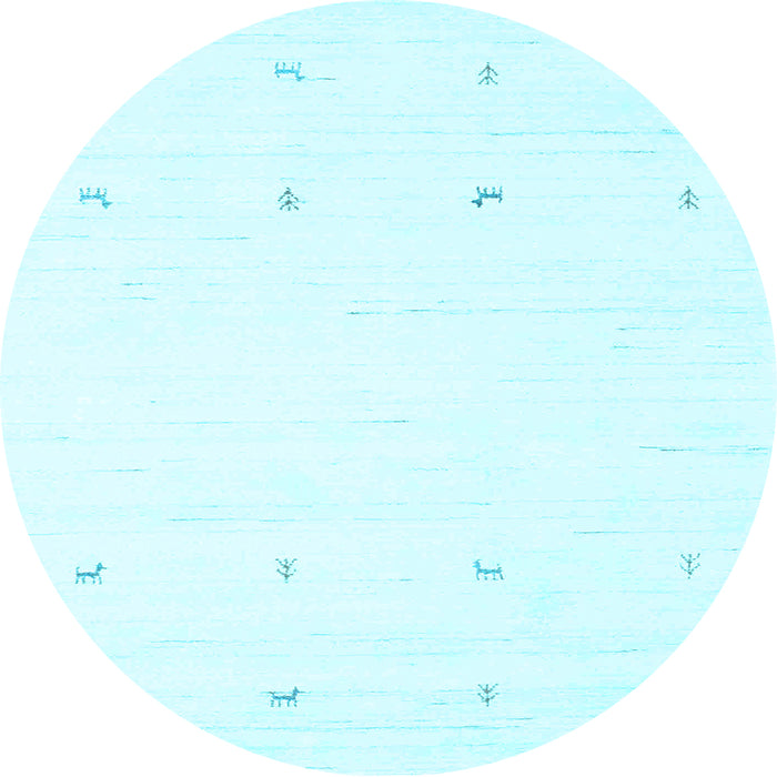 Round Machine Washable Solid Light Blue Modern Rug, wshcon936lblu