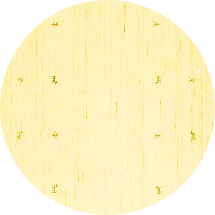 Round Solid Yellow Modern Rug, con936yw