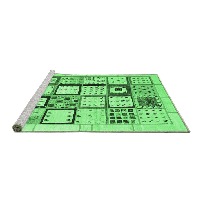 Sideview of Machine Washable Abstract Emerald Green Contemporary Area Rugs, wshcon937emgrn