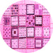 Round Abstract Pink Contemporary Rug, con937pnk