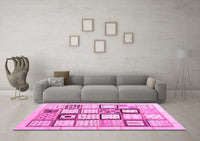 Machine Washable Abstract Pink Contemporary Rug, wshcon937pnk