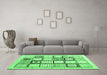 Machine Washable Abstract Emerald Green Contemporary Area Rugs in a Living Room,, wshcon937emgrn