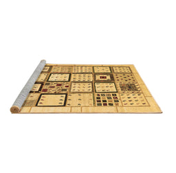 Sideview of Machine Washable Abstract Brown Contemporary Rug, wshcon937brn