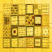 Square Abstract Yellow Contemporary Rug, con937yw