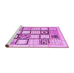 Sideview of Machine Washable Abstract Purple Contemporary Area Rugs, wshcon937pur