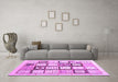 Machine Washable Abstract Purple Contemporary Area Rugs in a Living Room, wshcon937pur