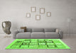 Machine Washable Abstract Green Contemporary Area Rugs in a Living Room,, wshcon937grn