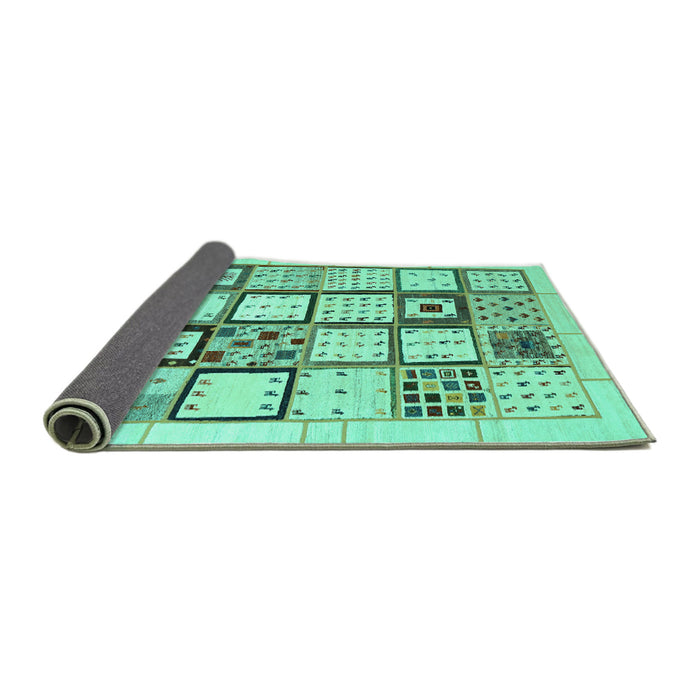 Sideview of Abstract Turquoise Contemporary Rug, con937turq