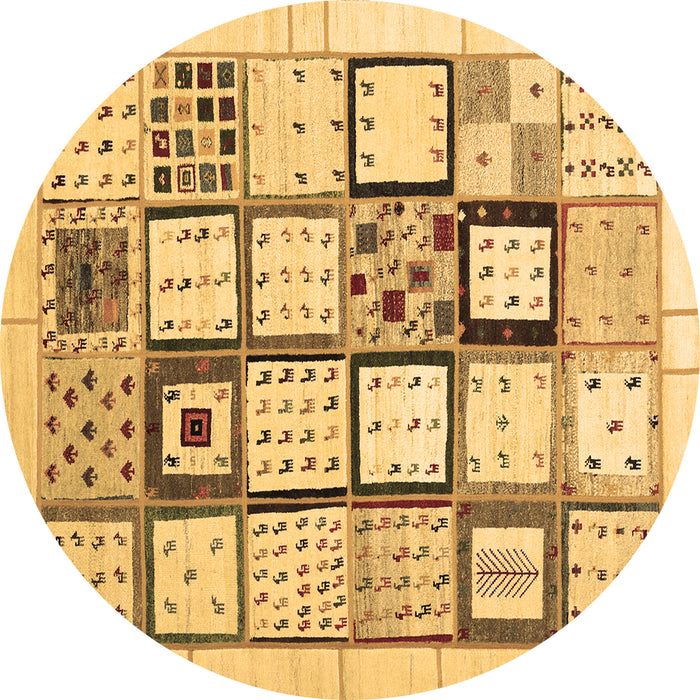 Round Abstract Brown Contemporary Rug, con937brn