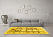 Machine Washable Abstract Yellow Contemporary Rug in a Living Room, wshcon937yw