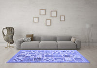 Machine Washable Abstract Blue Contemporary Rug, wshcon938blu