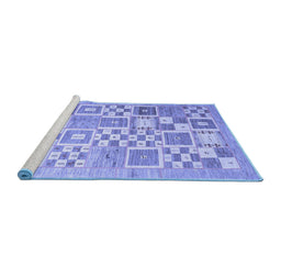Sideview of Machine Washable Abstract Blue Contemporary Rug, wshcon938blu