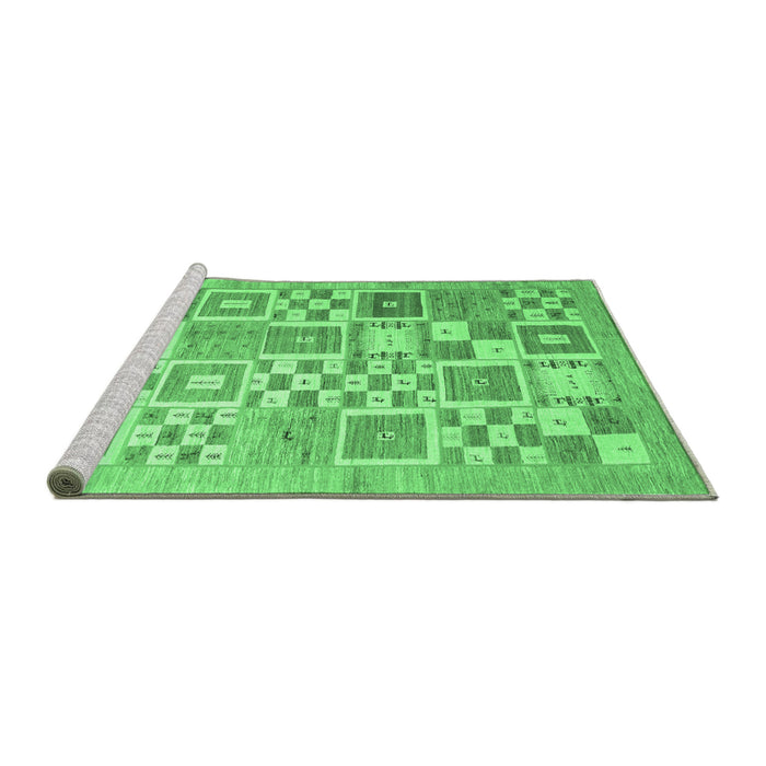 Sideview of Machine Washable Abstract Emerald Green Contemporary Area Rugs, wshcon938emgrn
